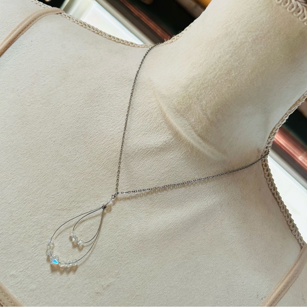 Handcrafted faceted aurora borealis glass crystal pendant on chain necklace